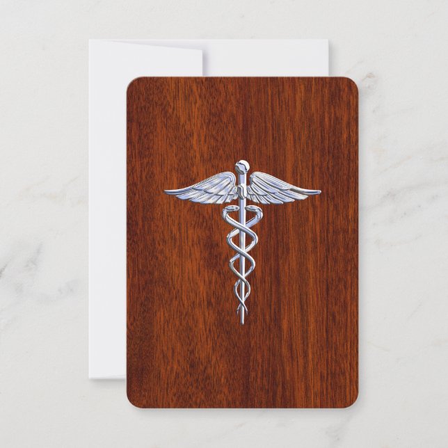 Carte Chrome Comme Caduceus Symbole Médicale Style Mahog (Devant)