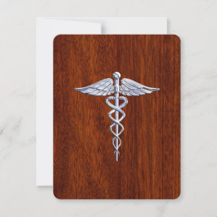 Carte Chrome Comme Caduceus Symbole Médicale Style Mahog