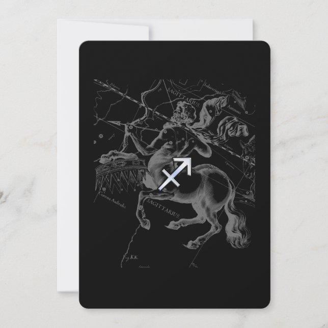 Carte Chrome Comme Sagittarius Signe Zodiaque Hevelius D (Devant)