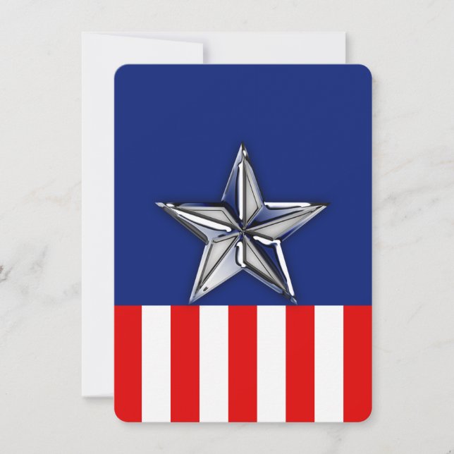 Carte Chrome Comme Silver Star Festive Couleurs patrioti (Devant)