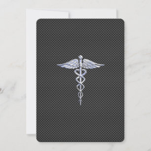 Carte Chrome comme symbole médical caducée en fibre de c