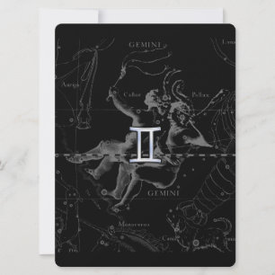 Carte Chrome d'argent comme Gemini Zodiac Connexion Heve