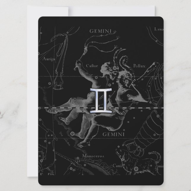 Carte Chrome d'argent comme Gemini Zodiac Connexion Heve (Devant)