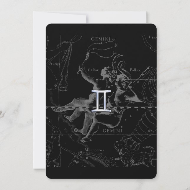 Carte Chrome d'argent comme Gemini Zodiac Connexion Heve (Devant)
