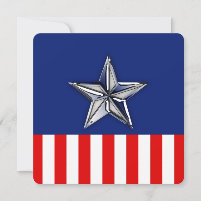 Carte Chrome étoile en argent sur les couleurs patriotiq (Devant)