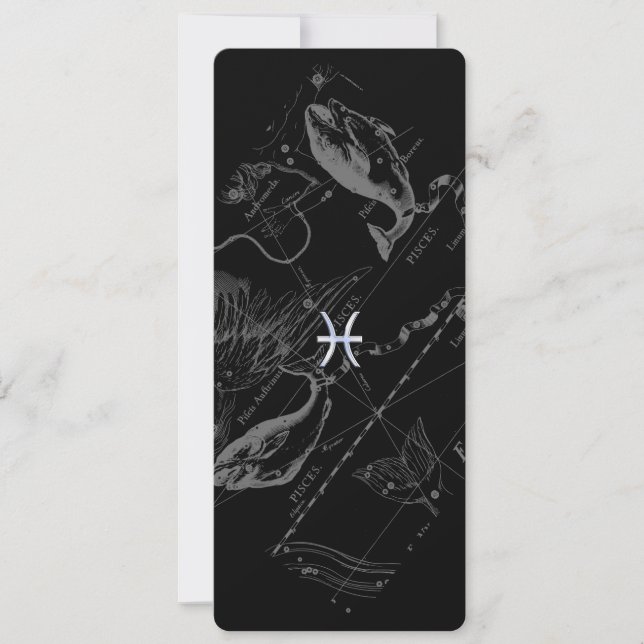Carte Chrome Style Pisces Symbole Zodiac sur Hevelius (Devant)
