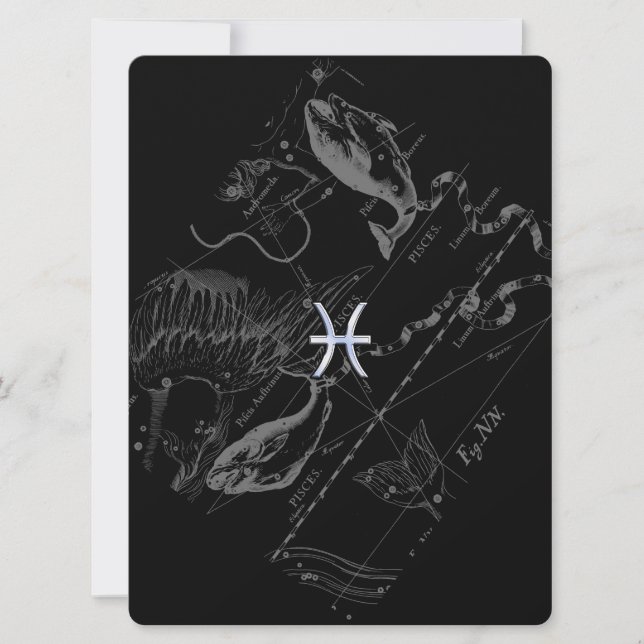 Carte Chrome Style Pisces Symbole Zodiac sur Hevelius (Devant)