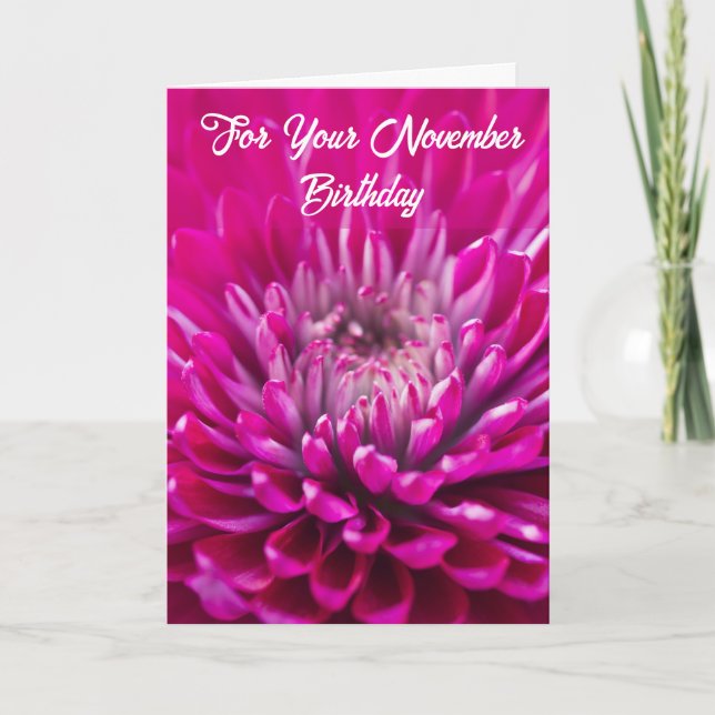 Carte Chrysanthème pourpre Fleur de naissance pour novem (Devant)