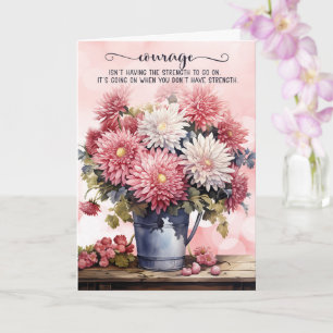 Carte Chrysanthèmes roses d'encouragement en 12 étapes