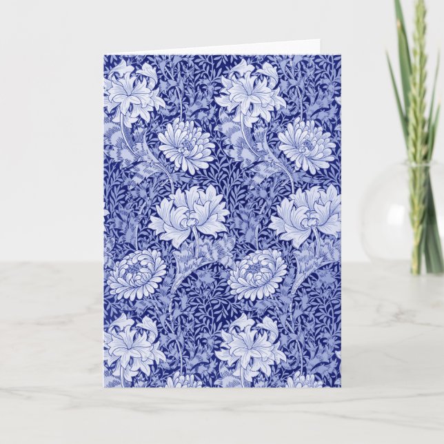 Carte Chrysanthemum Blue, William Morris (Devant)