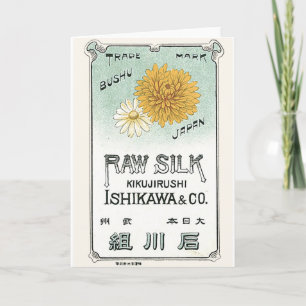 Carte Chrysanthemum Flower Vintage japonais Étiquette de