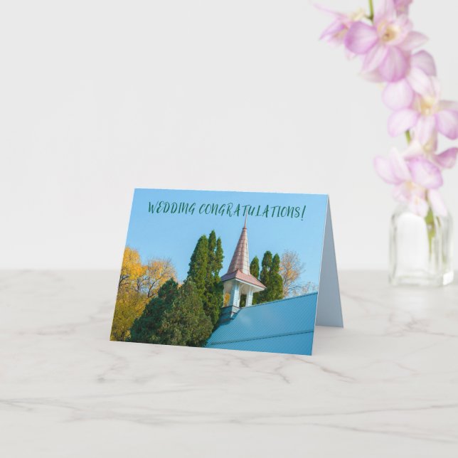 Carte CHURCH steepeple mariage félicitations mariage (Orchidée)