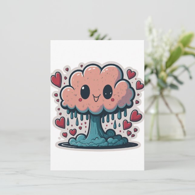 Carte chute de pluie cardiaque (Debout devant)