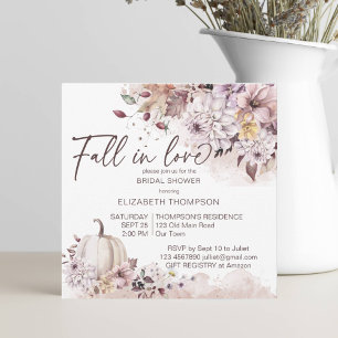 Carte Chute en amour feuillage citrouille douche nuptial