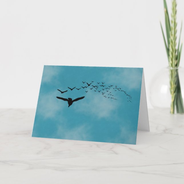 Carte Ciel avec oiseaux Pensez à vous (Devant)