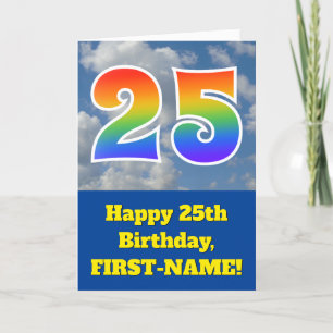 Carte Ciel bleu nuageux, Motif arc-en-ciel "25" Annivers
