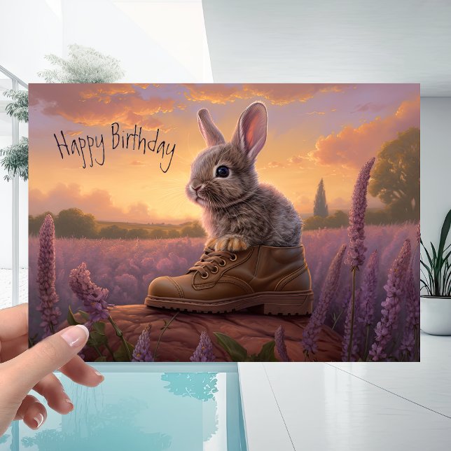 Carte Ciel coucher de soleil avec lapin mignonne Anniver (Créateur téléchargé)