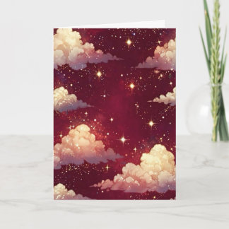 Carte Ciel de Nuages Roses Rêveur | Étoile Magique N