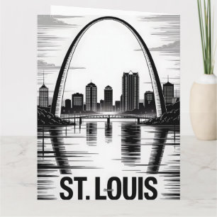 Carte Ciel de St Louis Missouri Noir Blanc Gravure sur B