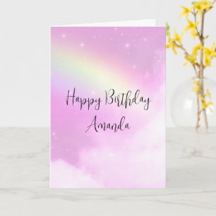 Carte Ciel rose avec citron jaune arc-en-ciel Anniversai