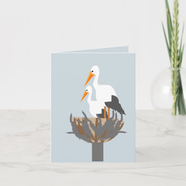Carte Cigogne dans un nid (Devant)