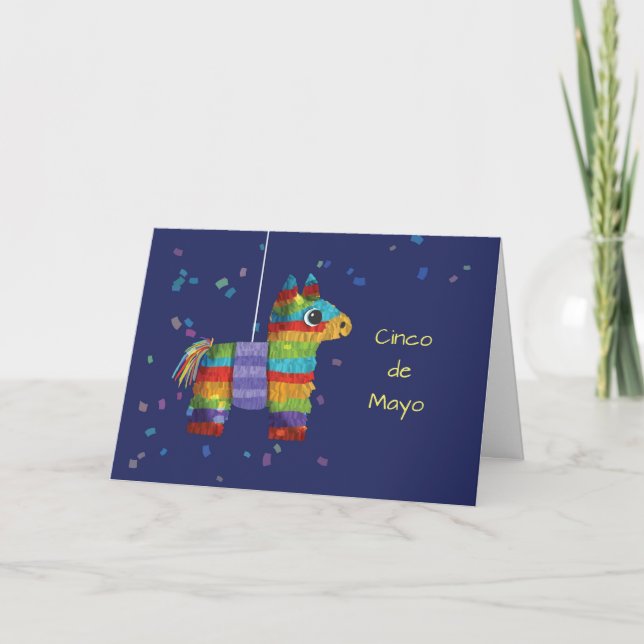 Carte Cinco de Mayo avec âne piñata colorée (Devant)