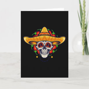 Carte Cinco de mayo crâne mexicain sombrero