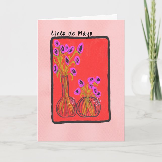 Carte Cinco de Mayo Fleurs dans les vases (Devant)