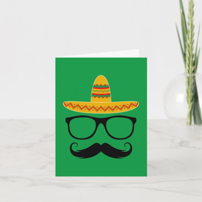 Carte Cinco De Mayo Funny Party Sombrero Mustache (Devant)