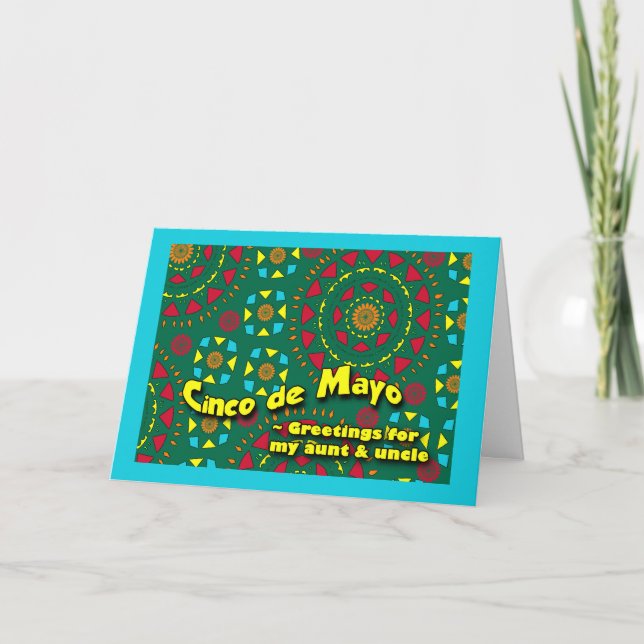 Carte Cinco de Mayo pour la mosaïque colorée de tante et (Devant)