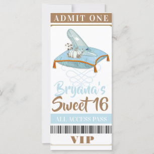 Carte Cinderella Slipper Princesse Sweet 16 Fête VIP