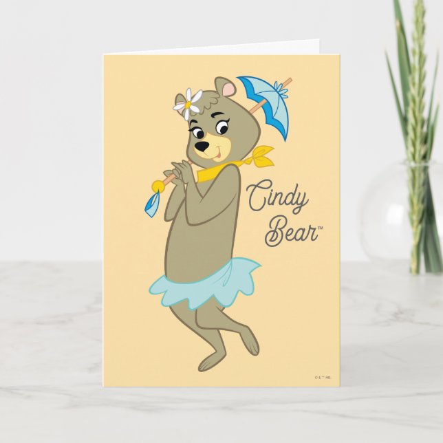 Carte Cindy Bear tenant le parasol (Devant)