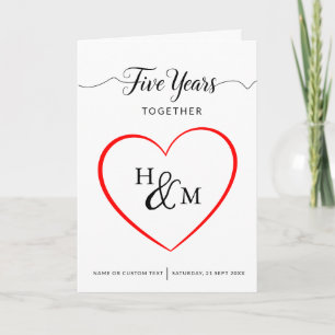 Carte Cinq ans ensemble 5e anniversaire Mariage