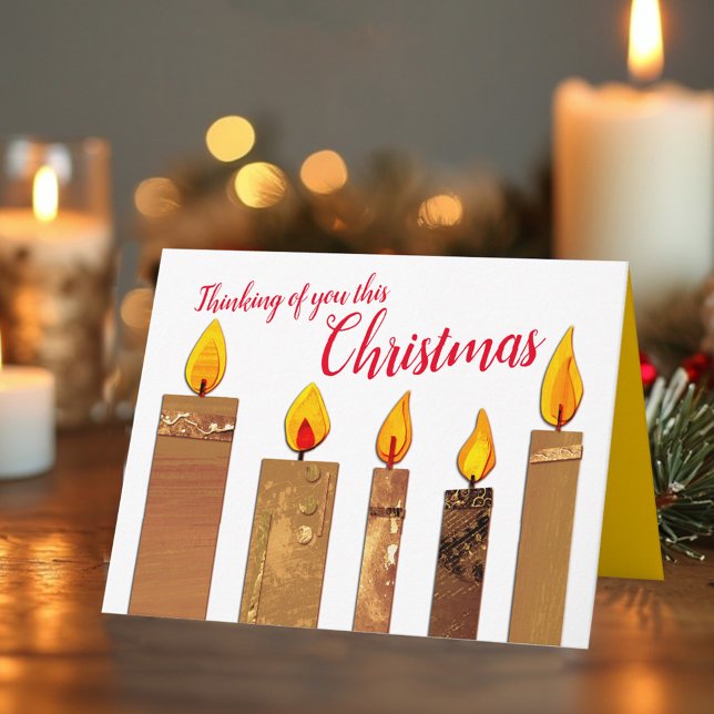 Carte Cinq bougies de Noël allumées en papier découpé (Créateur téléchargé)