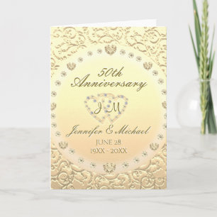Carte cinquantième Monogramme d'anniversaire