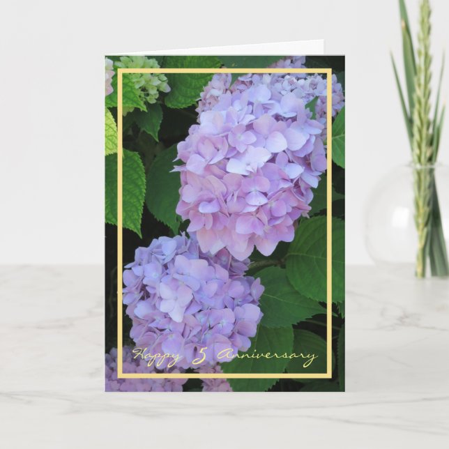 Carte Cinquième Anniversaire Mariage Souhaite Des Hydran (Devant)