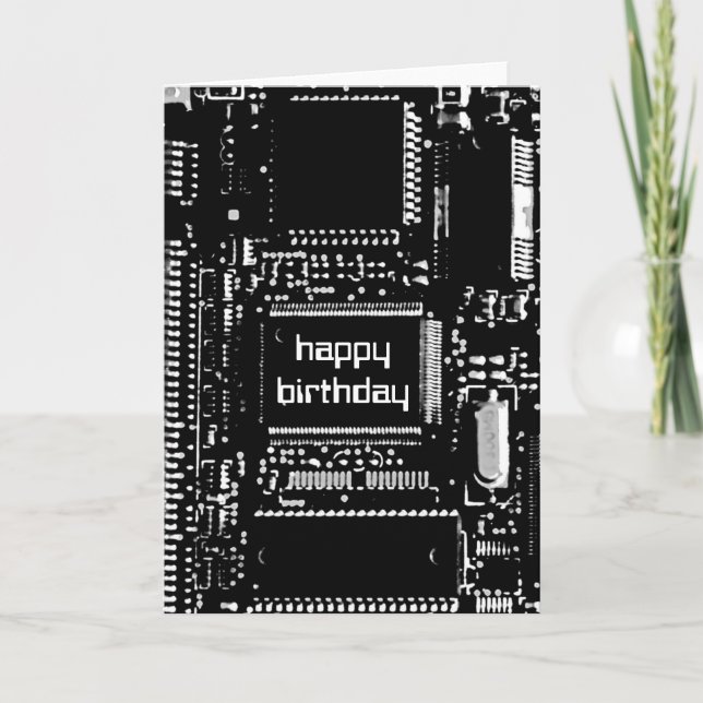 Carte Circuit B&W 'Happy Birthday' (Devant)