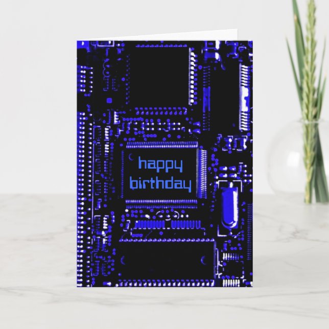 Carte Circuit Blue 'Happy Birthday' texte avant (Devant)