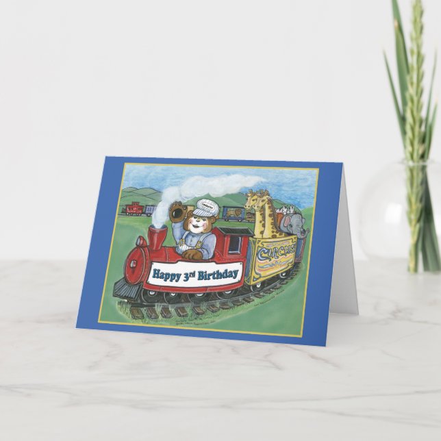 Carte Circus Train 3e anniversaire (Devant)