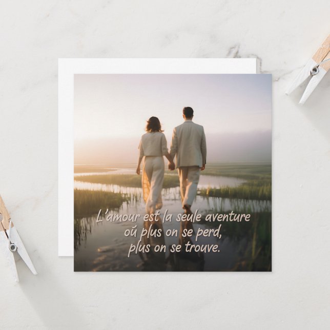 Carte Citation - Amour et aventure (Devant/Arrière en situation)
