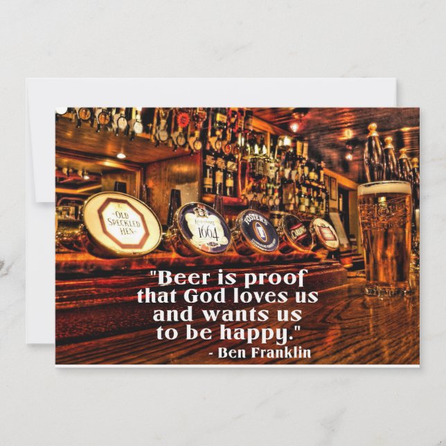 Carte Citation célèbre de Ben Franklin sur la bière (Devant)