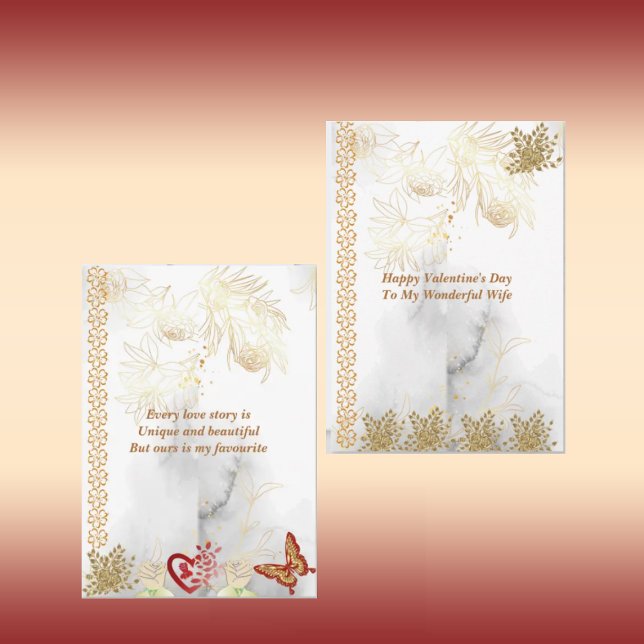 Carte Citation d'amour romantique Femme Rose Gold Valent (Créateur téléchargé)