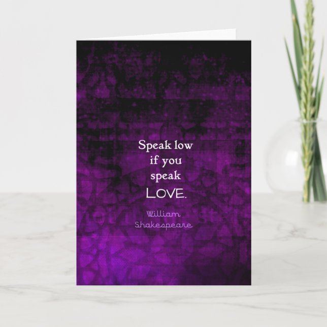 Carte Citation d'AMOUR romantique inspirée de Shakespear (Devant)