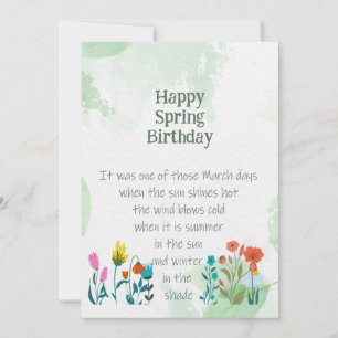 Carte Citation d'anniversaire du printemps poème Charles
