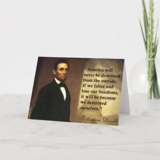 Carte Citation de Abe Lincoln "L'Amérique ne sera jamais