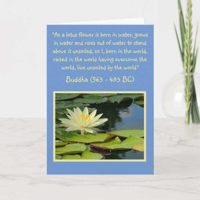 CARTE CITATION DE BOUDDHA/MOONLIGHT JAUNE LOTUS BLOSSOM/ (Devant)