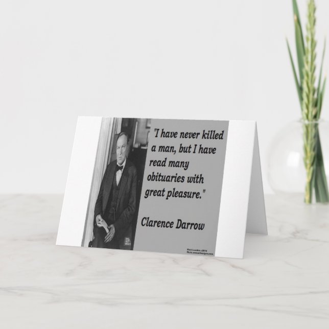 Carte Citation de Clarence Darrow et de nécrologie (Devant)