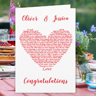 Carte Citation de la Bible mariage 1 Corinthiens 13 Coeu