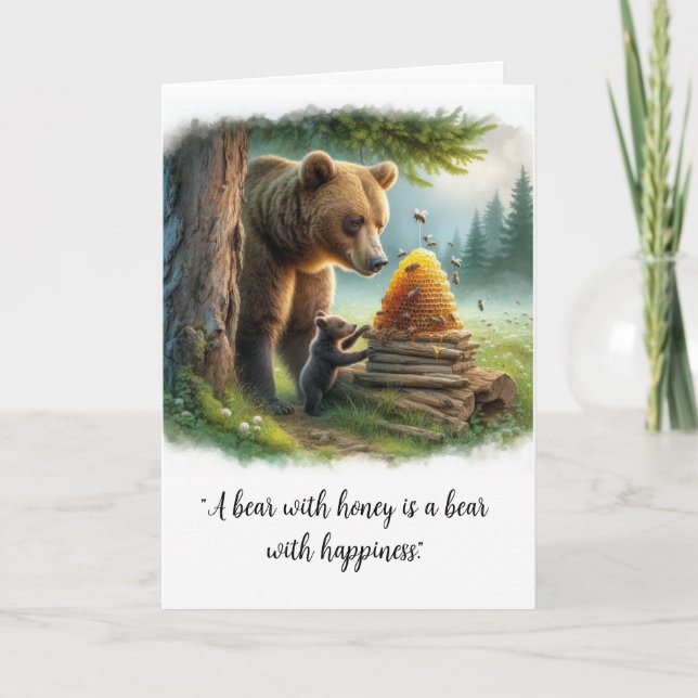 Carte Citation de l'ours miel heureux  (Devant)