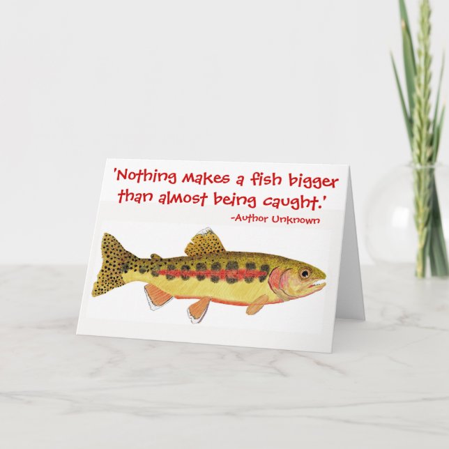 Carte Citation de pêche humoristique avec Trout Artwork (Devant)